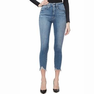Good American Good Waist Crop chewed hem BLUE298